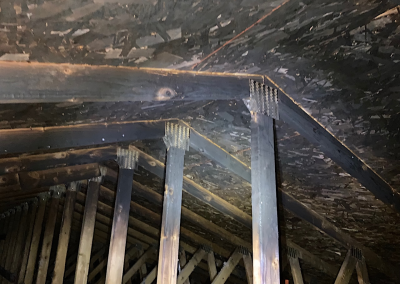 Fire damage to roof trusses