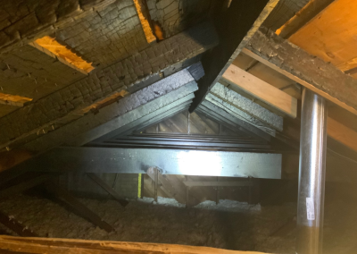 Fire damage to roof trusses